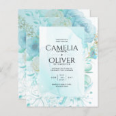 LeahG INK Zee Glass Turquoise Aqua Abstract INVITE (Voorkant / Achterkant)