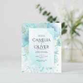 LeahG INK Zee Glass Turquoise Aqua Abstract INVITE (Staand voorkant)