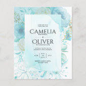 LeahG INK Zee Glass Turquoise Aqua Abstract INVITE (Voorkant)