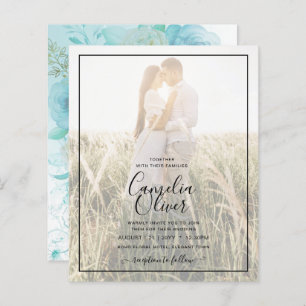 LeahG INK Zee Glass Turquoise Aqua Abstract INVITE