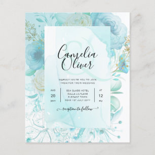 LeahG INK Zee Glass Turquoise Aqua Abstract INVITE Flyer