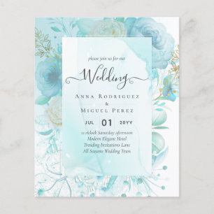 LeahG INK Zee Glass Turquoise Aqua Abstract INVITE Flyer