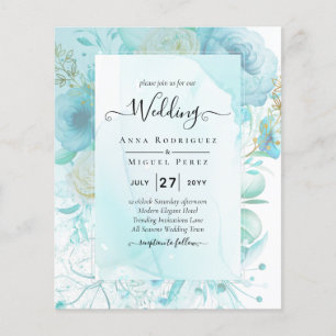 LeahG INK Zee Glass Turquoise Aqua Abstract INVITE Flyer