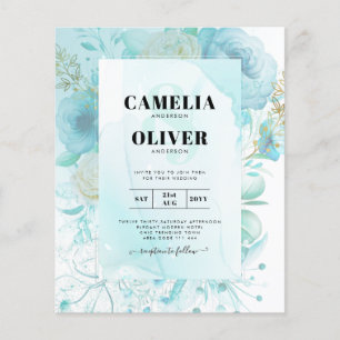 LeahG INK Zee Glass Turquoise Aqua Abstract INVITE Flyer