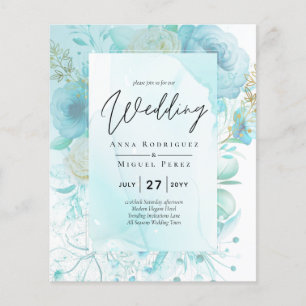 LeahG INK Zee Glass Turquoise Aqua Abstract INVITE Flyer