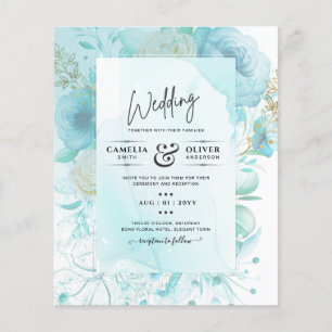 LeahG INK Zee Glass Turquoise Aqua Abstract INVITE Flyer