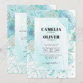 LeahG INK Zee Glass Turquoise Aqua Abstract INVITE Kaart (Voorkant / Achterkant)
