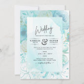 LeahG INK Zee Glass Turquoise Aqua Abstract INVITE Kaart (Voorkant)