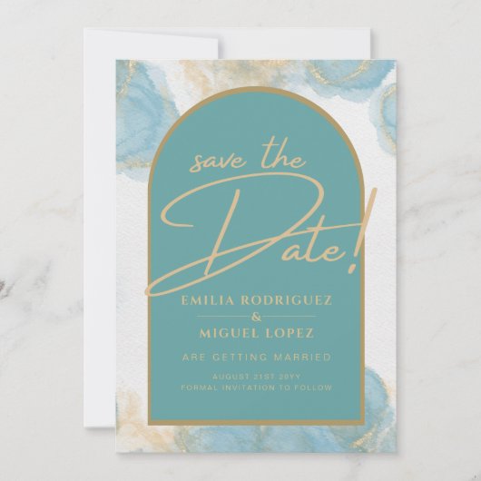 LeahG INK Zee Glass Turquoise Blauwgroen Gold INVI Kaart (Voorkant)