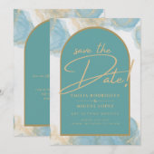 LeahG INK Zee Glass Turquoise Blauwgroen Gold INVI Kaart (Voorkant / Achterkant)