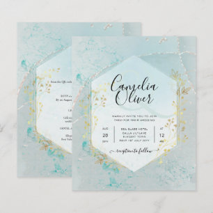 LeahG INK Zee Glass Turquoise Gold Aqua INVITE