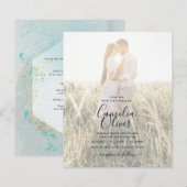 LeahG INK Zee Glass Turquoise Gold Aqua INVITE (Voorkant / Achterkant)