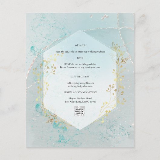 LeahG INK Zee Glass Turquoise Gold Aqua INVITE (Achterkant)