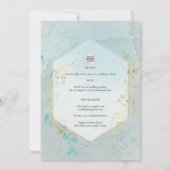 LeahG INK Zee Glass Turquoise Gold Aqua INVITE Kaart (Achterkant)