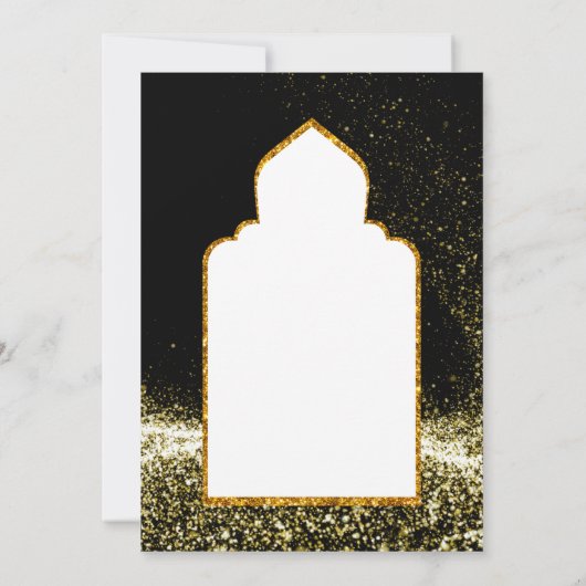 LeahG Islamic Wedding Black Gold Modern Elegant Kaart (Achterkant)