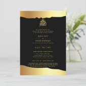 LeahG Islamitische bruiloft zwart gouden folie loo Kaart (Staand voorkant)