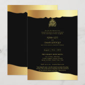 LeahG Islamitische bruiloft zwart gouden folie loo Kaart (Voorkant / Achterkant)