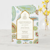 LeahG Islamitische sierlijke moslim bruiloft uitno Kaart (Gele Bloem)