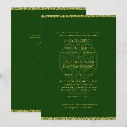 LeahG Keltische Cross Katholieke Bruiloft Nuptial Kaart (Voorkant / Achterkant)