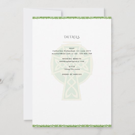 LeahG Keltische Cross Katholieke Bruiloft Nuptial Kaart (Achterkant)