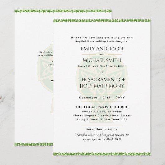 LeahG Keltische Cross Katholieke Bruiloft Nuptial  Kaart (Voorkant / Achterkant)