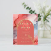 LeahG Koraal Navyblauw Gouden INK Trouw UITNODIGIN (Staand voorkant)