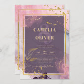 LeahG® Lavendel INK Mauve Paars Goud Trouwring Kaart (Voorkant / Achterkant)