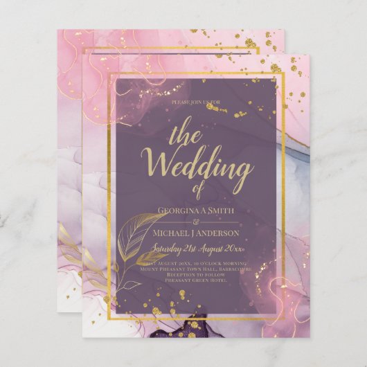 LeahG® Lavender INK Mauve Paars Gold Wedding (Voorkant / Achterkant)