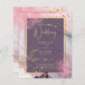 LeahG® Lavender INK Mauve Paars Gold Wedding (Voorkant / Achterkant)