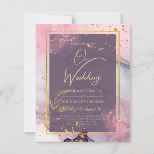 LeahG® Lavender INK Mauve Paars Gold Wedding (Voorkant)