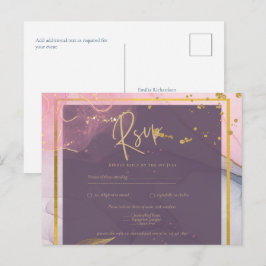 LeahG® Lavender INK Mauve Paars Gold Wedding Briefkaart