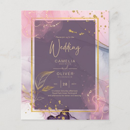 LeahG® Lavender INK Mauve Paars Gold Wedding Flyer (Voorkant)
