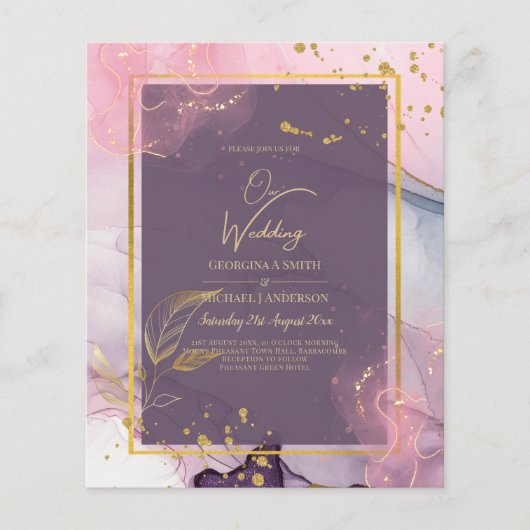 LeahG® Lavender INK Mauve Paars Gold Wedding Flyer (Voorkant)