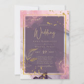LeahG® Lavender INK Mauve Paars Gold Wedding Kaart (Voorkant)