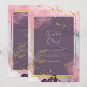 LeahG® Lavender INK Mauve Paars Gold Wedding Kaart (Voorkant / Achterkant)