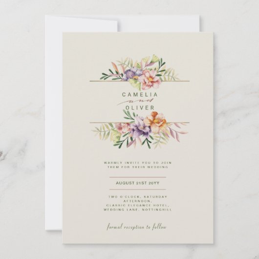 LeahG Lente Zomer Boho Bloem Bloemen Bruiloft Kaart (Voorkant)