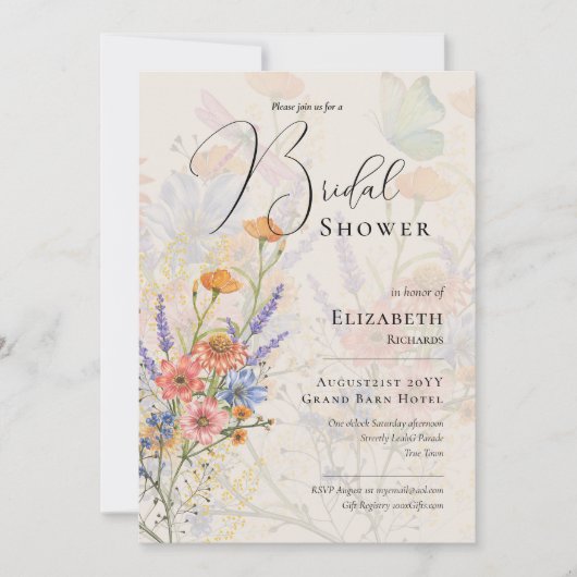 LeahG Lente Zomer Boho Bloem Bloemen Bruiloft Kaart (Voorkant)