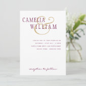 LeahG Magenta Berry Pink Wedding Invite Kaart (Staand voorkant)