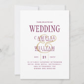 LeahG Magenta Berry Pink Wedding Invite Kaart (Voorkant)