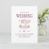 LeahG Magenta Berry Pink Wedding Invite Kaart (Staand voorkant)