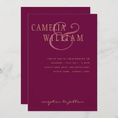 LeahG Magenta Berry Roze Trouw Uitnodiging (Voorkant / Achterkant)