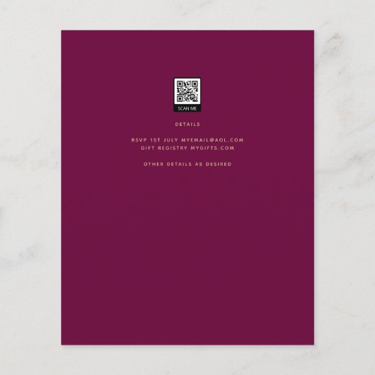 LeahG Magenta Bes Berry Roze Trouw Uitnodiging (Achterkant)