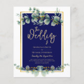 LeahG MARINEBLAUW GOUD Groene planten Eucalyptus T Flyer (Voorkant)