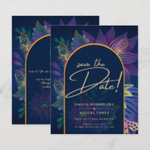 LeahG Marineblauw Paars Goud JEWEL TONES Trouw UIT