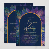 LeahG Marineblauw Paars Goud JEWEL TONES Trouw UIT Kaart (Voorkant / Achterkant)