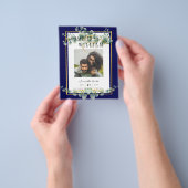 LeahG MARINEBLOUW GOUD Groene planten Eucalyptus T Flyer (Hand)