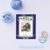 LeahG MARINEBLOUW GOUD Groene planten Eucalyptus T Flyer (Enkel)