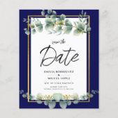 LeahG MARINEBLOUW GOUD Groene planten Eucalyptus T Flyer (Voorkant)