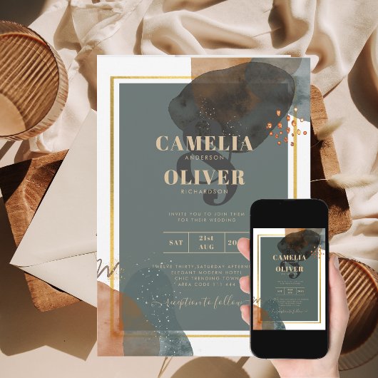 Leahg Modern Abstract BLAUWGROEN AARDE TONEN Bold  Kaart