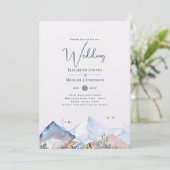 LeahG Mountain Scene Winter Kraft Wedding Kaart (Staand voorkant)